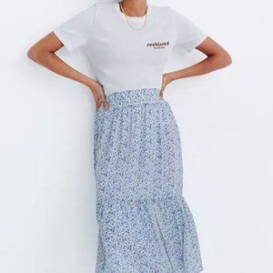 Madewell Blue and White Midi Skirt